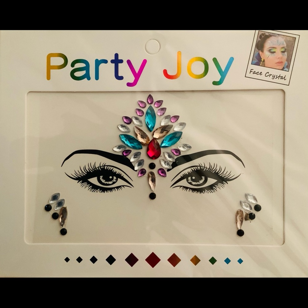 PARTY JOY FACE CRYSTAL ADHESIVE STICKERS PINK-BLUE
